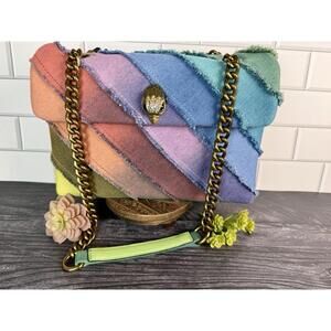 Kurt Geiger London Large Rainbow Denim Kensington Bag